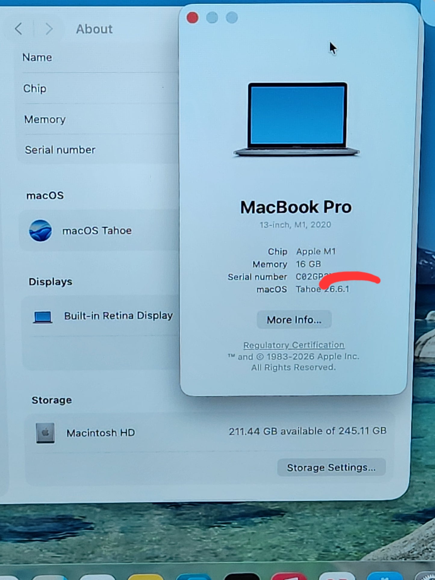 A2338        MacBook Pro 13inch,  M1 – 16GB RAM, 256GB SSD, Good Performance,