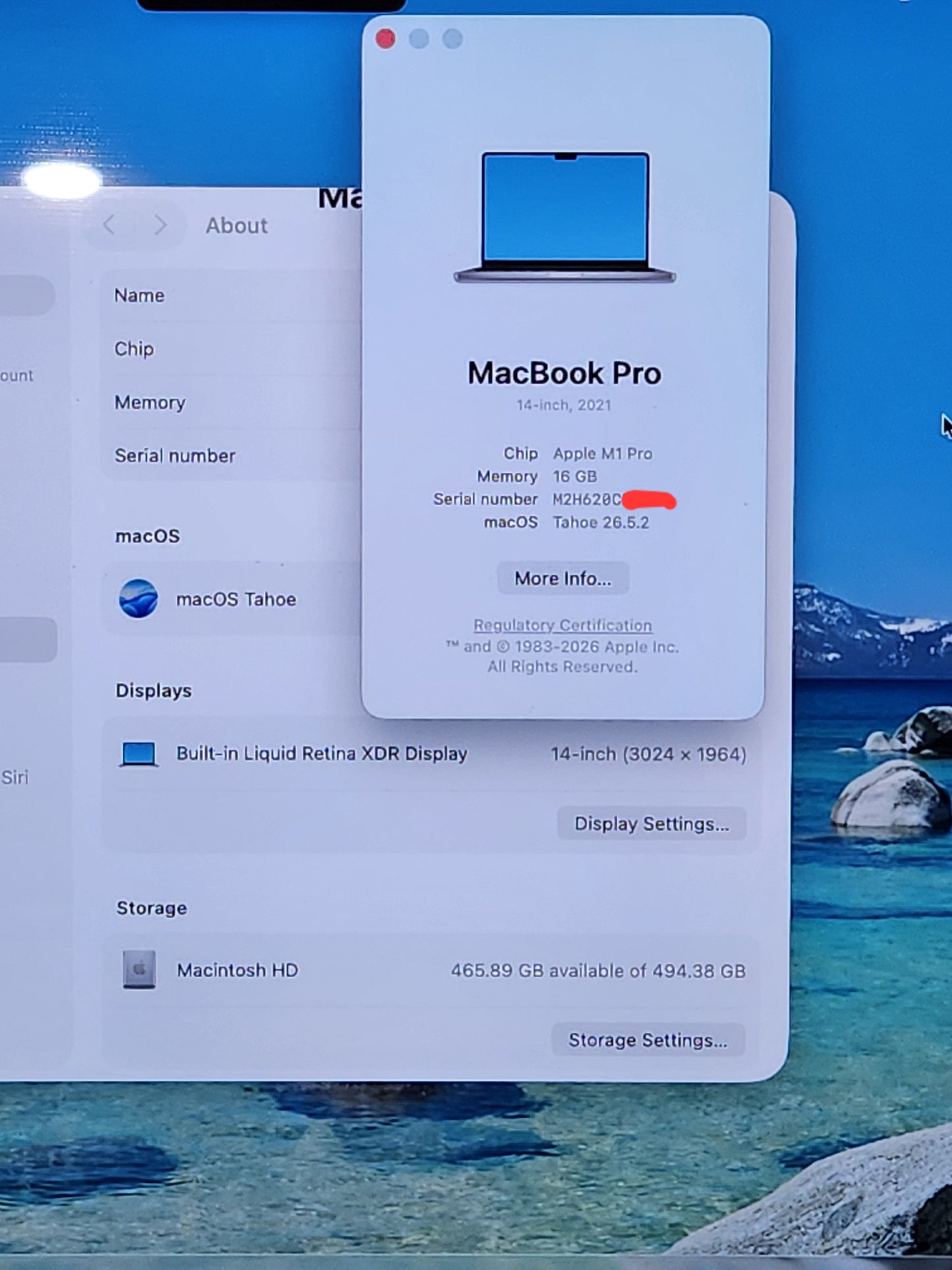 A2442 MacBook Pro 14" (2021) M1 Pro, 16GB RAM, 500GB SSD,   #2 condition B-C
