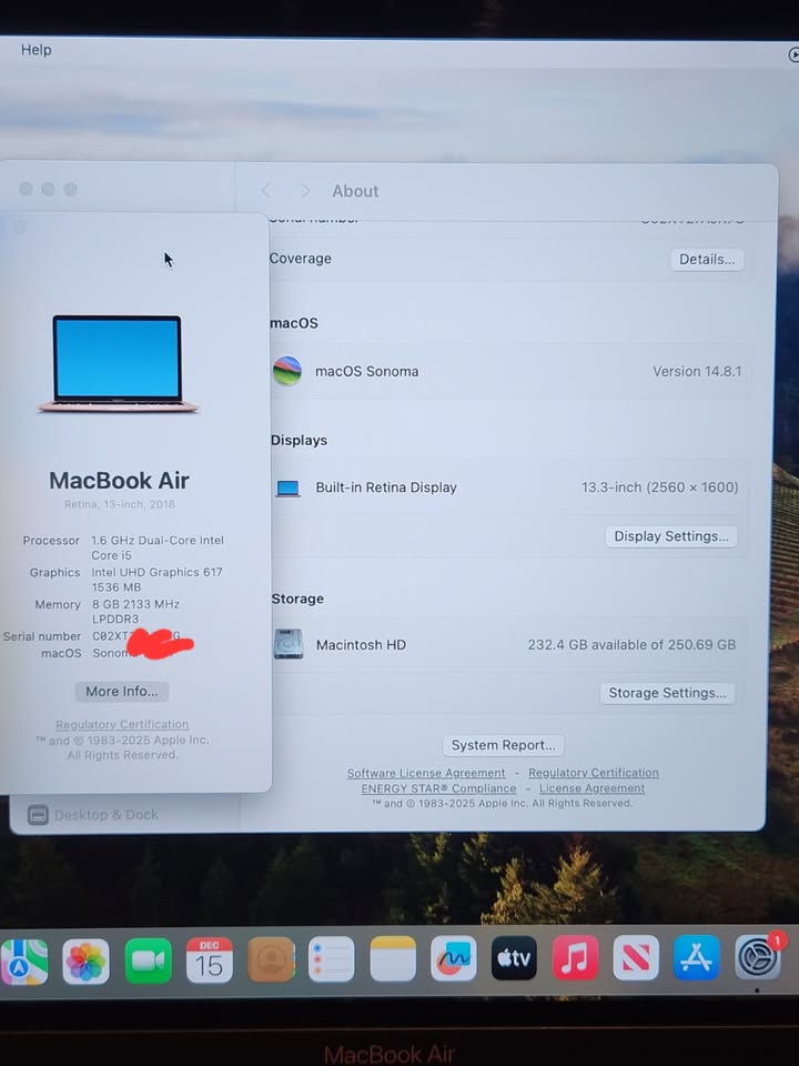 Refurbished MacBook Air 13" (2018) – Rose Gold, i5, 8GB RAM, 256GB SSD, good condition