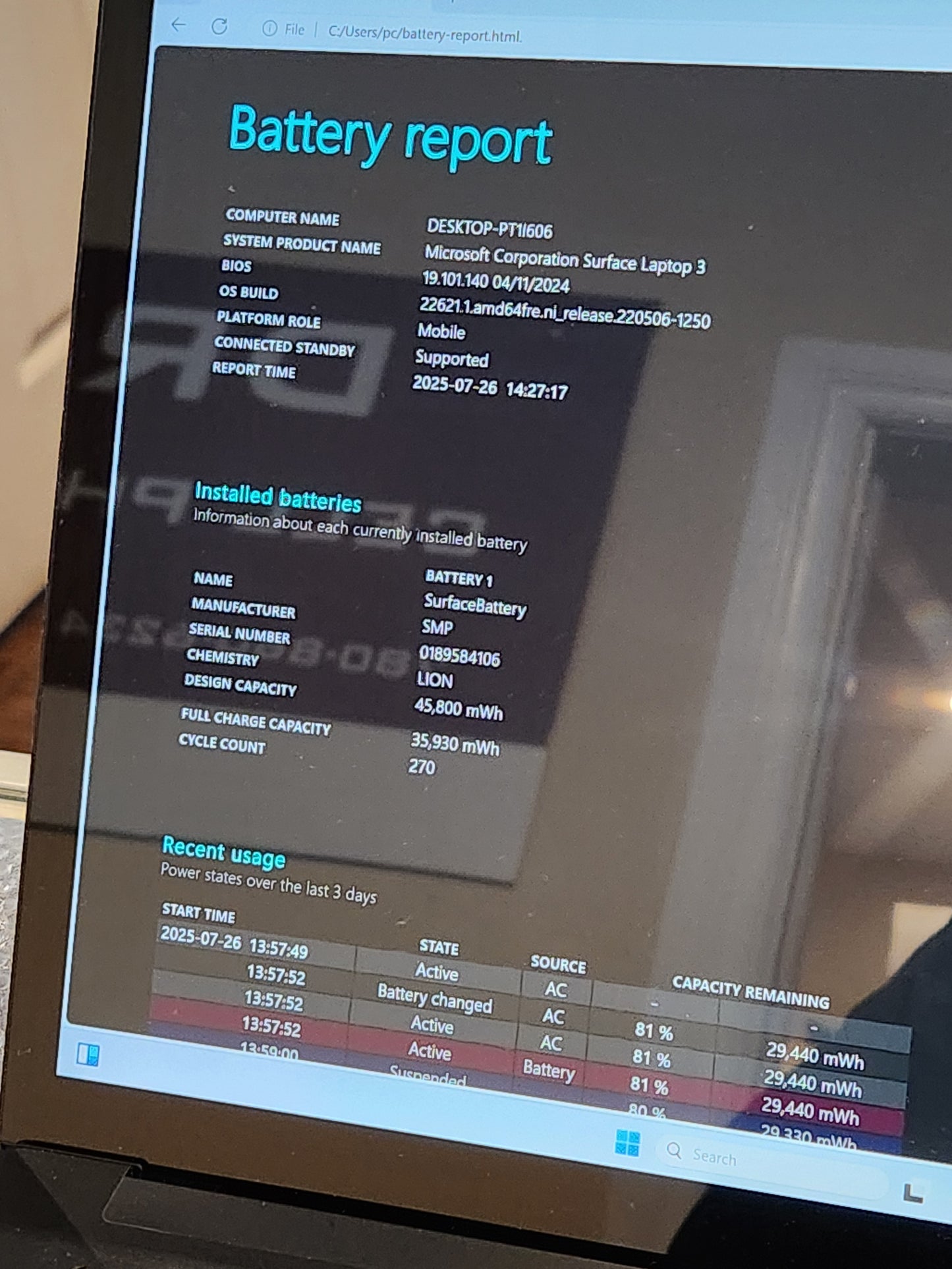 Refurbished Microsoft surface laptop 3 (15-inch i7-10gen 1.3 GHz 16gb ram 500gb ssd) fair condition