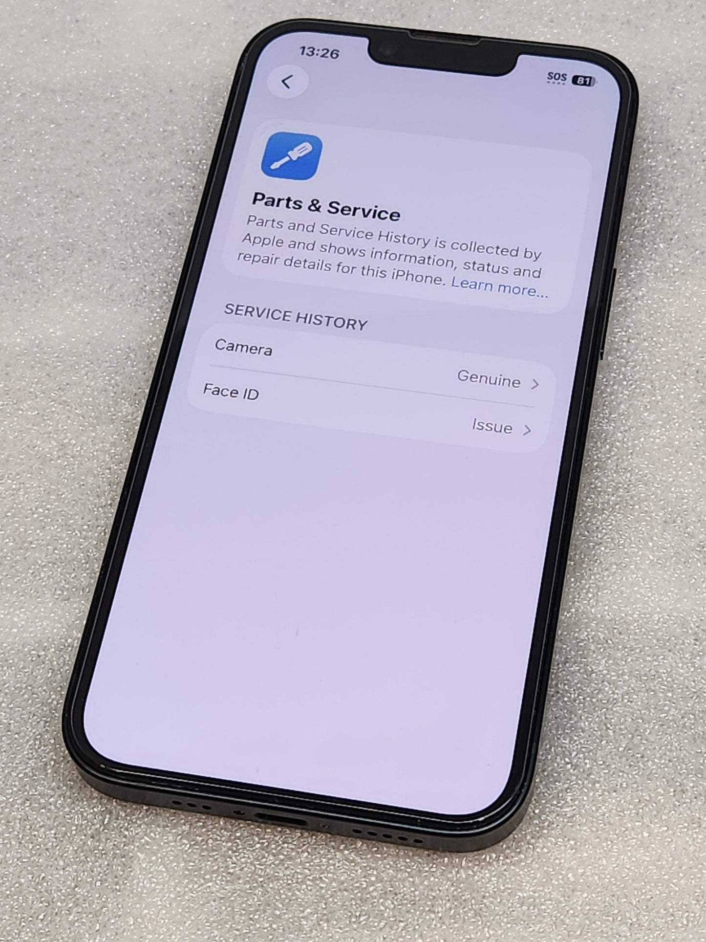 Refurbished iPhone 14 unlocked 128GB Black. (** FACE ID doesn't work) SELL AS IS